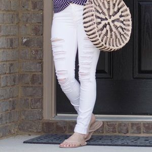 Frame Denim Le Color Ripped Skinny Jeans